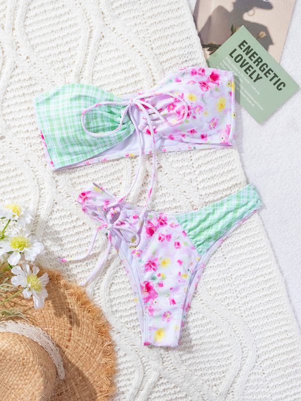 Small Floral Halter Sexy Separated Bikini Swimsuit for Women - Image 7