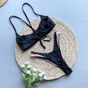 Style Bikini Set with Splicing Design for Women