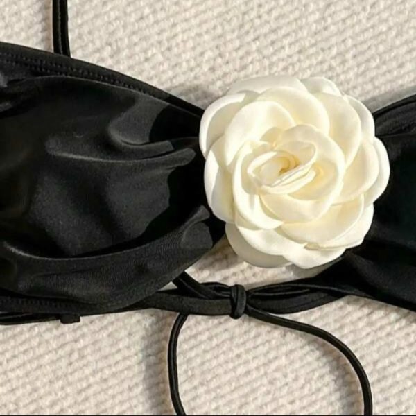 Floral Tie Strapless Sexy Bikini Two-Piece Swimsuit for Women - Image 3