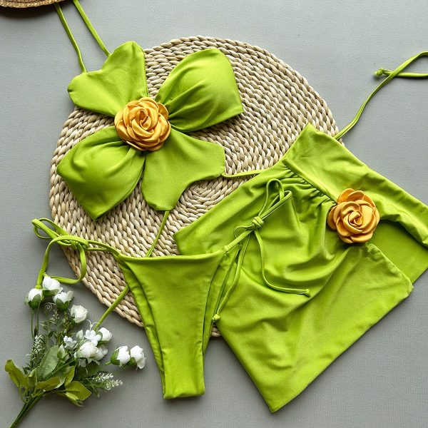 Three-Piece Bikini Set Sexy  Style Floral Separated Women's Swimsuit - Image 2