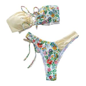 Small Floral Halter Sexy Separated Bikini Swimsuit for Women
