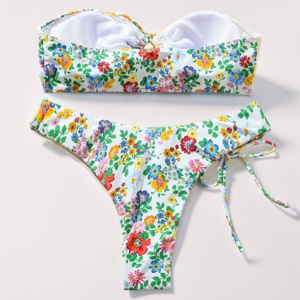 Small Floral Halter Sexy Separated Bikini Swimsuit for Women - Image 3