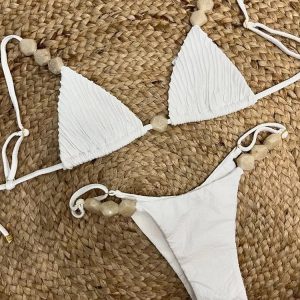 Sexy Triangle Low-Waist Bikini with Drawstring for Women