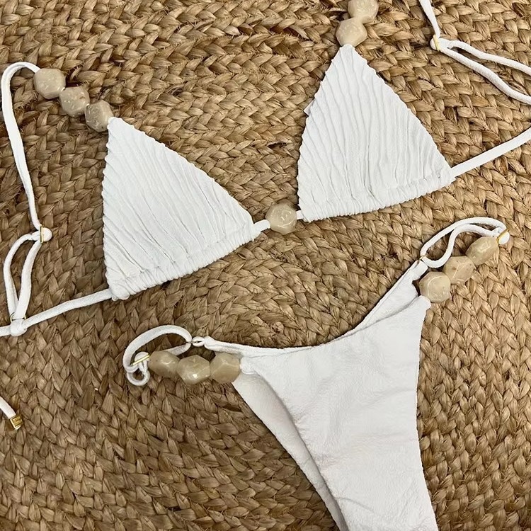 Sexy Triangle Low-Waist Bikini with Drawstring for Women