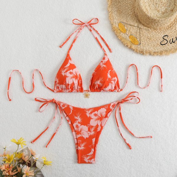 Sexy Reversible Bikini with Print and Neck Tie Women's Swimsuit - Image 2