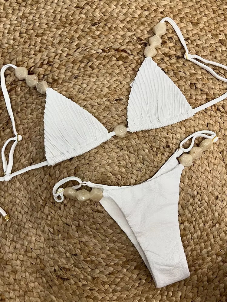 Sexy Triangle Low-Waist Bikini with Drawstring for Women - Image 2