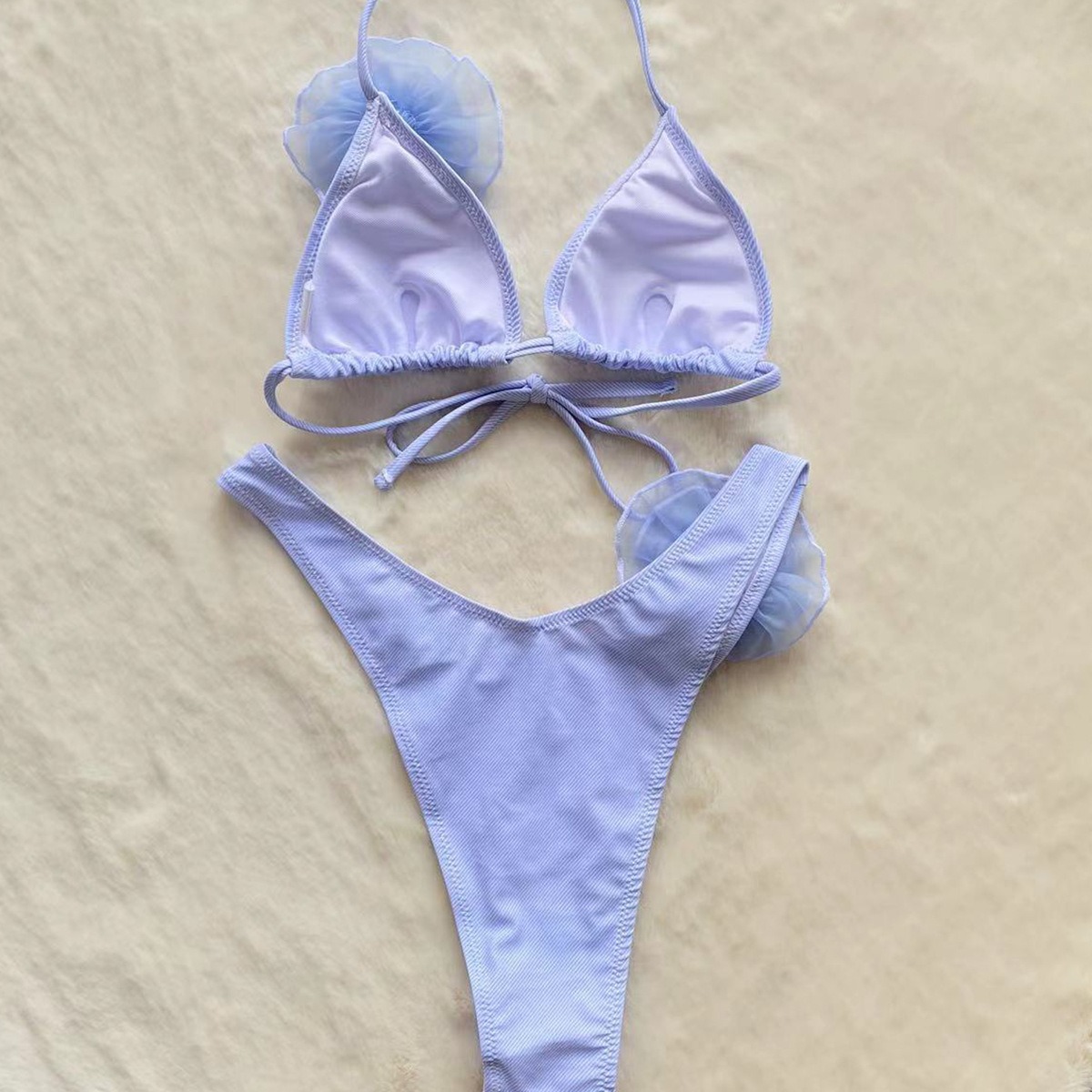 New Bikini  Striped Sexy Three-Dimensional Flower Separated Women's Swimsuit - Image 4