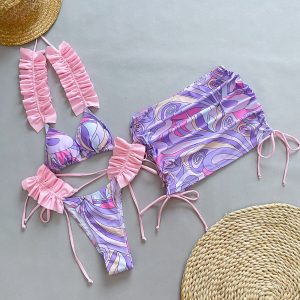 Three-Piece Bikini Sexy Swimsuit Women's Separates Swimwear