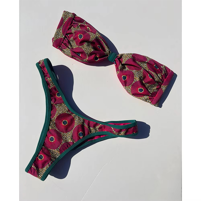 Vintage Printed Bikini Top with High Waist Separate Swimsuit for Women - Image 4