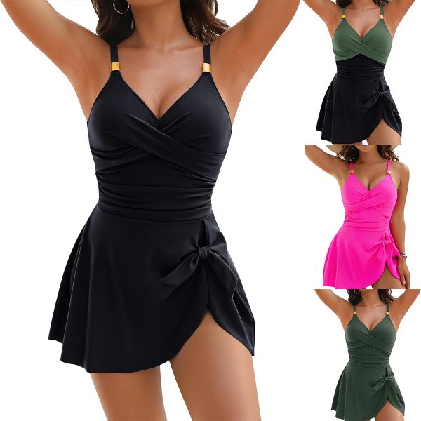 V-neck Skirt Pants Jumpsuit Slimming Sexy Bikini Swimsuit for Women