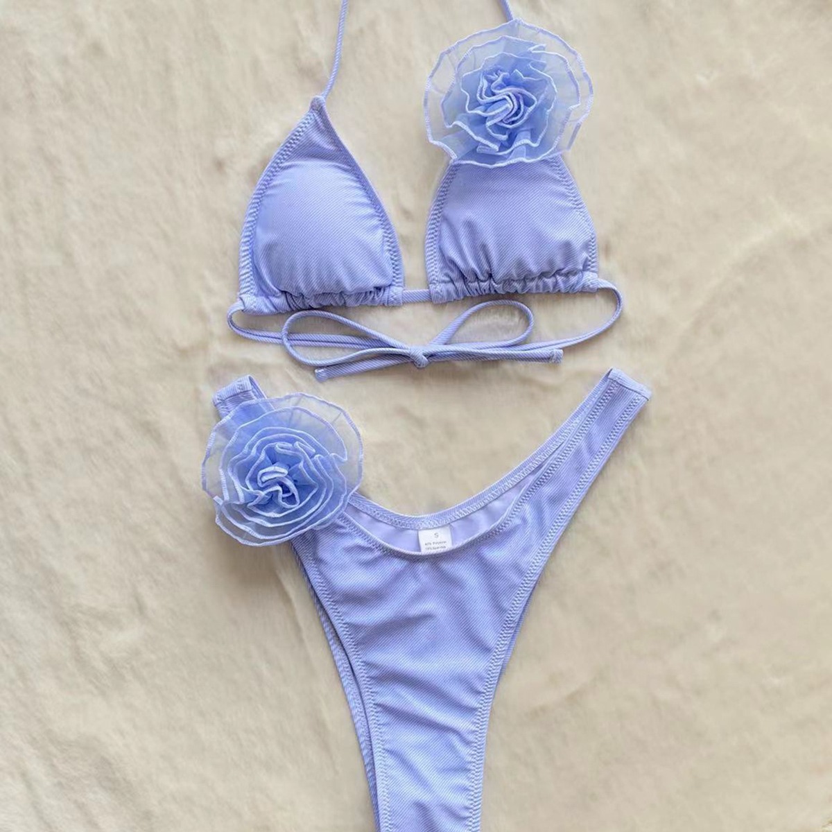 New Bikini  Striped Sexy Three-Dimensional Flower Separated Women's Swimsuit - Image 3