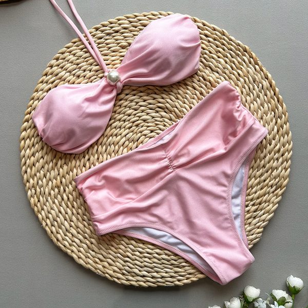 Style Bikini High Waist Solid Color Two-Piece Women's Swimsuit - Image 3