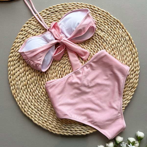 Style Bikini High Waist Solid Color Two-Piece Women's Swimsuit - Image 4