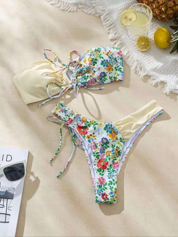 Small Floral Halter Sexy Separated Bikini Swimsuit for Women - Image 6