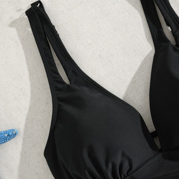 Solid Color Belted Slimming Sexy One-Piece Bikini Swimsuit for Women - Image 5