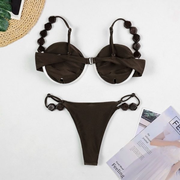 Support Bikini Sexy Beach Vacation Solid Color Separated Swimsuit for Women - Image 2
