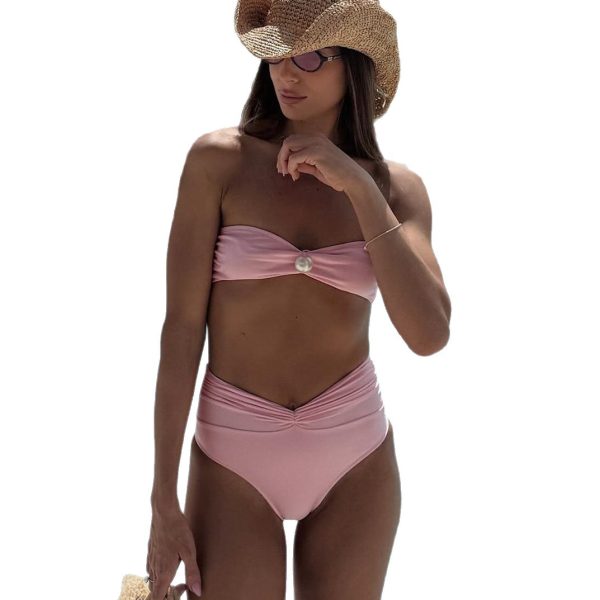 Style Bikini High Waist Solid Color Two-Piece Women's Swimsuit