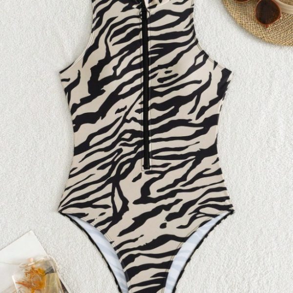 Style Bikini Sexy One-Piece Swimsuit Striped Print - Image 4