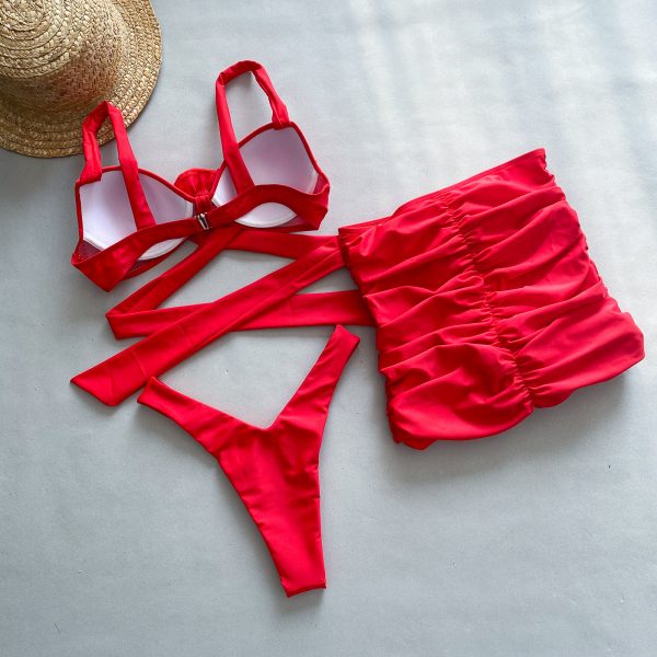 Three-Piece Bikini  Flowers Separated Women's Swimsuit - Image 4